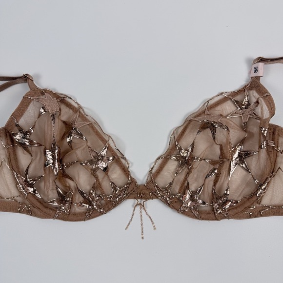 Victoria's Secret Other - Victoria's Secret Very Sexy Rose Gold Stardust Embroidered Demi Bra 34DD NWT